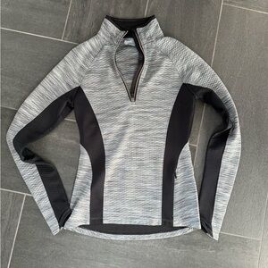 Athleta Gray and Black Quarter-Zip Top XS